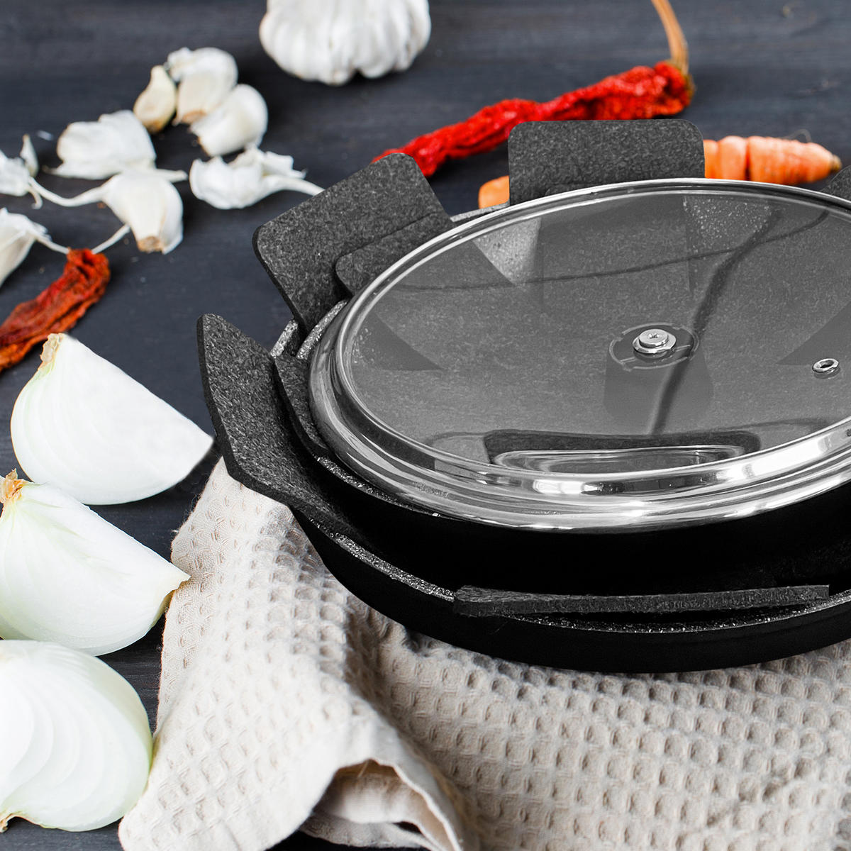 STAPELSCHUTZ Pfannenschoner 6er-Set - Dunkelgrau, Textil (38/38cm) - Miqio Design