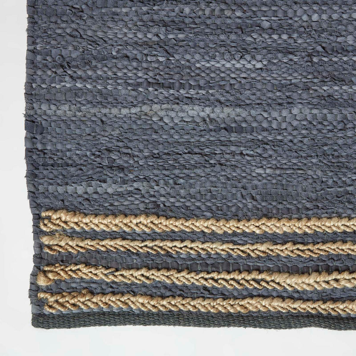FLICKENTEPPICH-LÄUFER aus Recycling-Leder 66/200 cm - Grau, Leder (66/200cm) - Homescapes