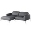 1,5-SITZER ECKSOFA mit Longchair - Schwarz/Grau, Textil/Metall (232/180cm) - home24
