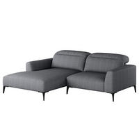 1,5-SITZER ECKSOFA mit Longchair - Schwarz/Grau, Textil/Metall (232/180cm) - home24