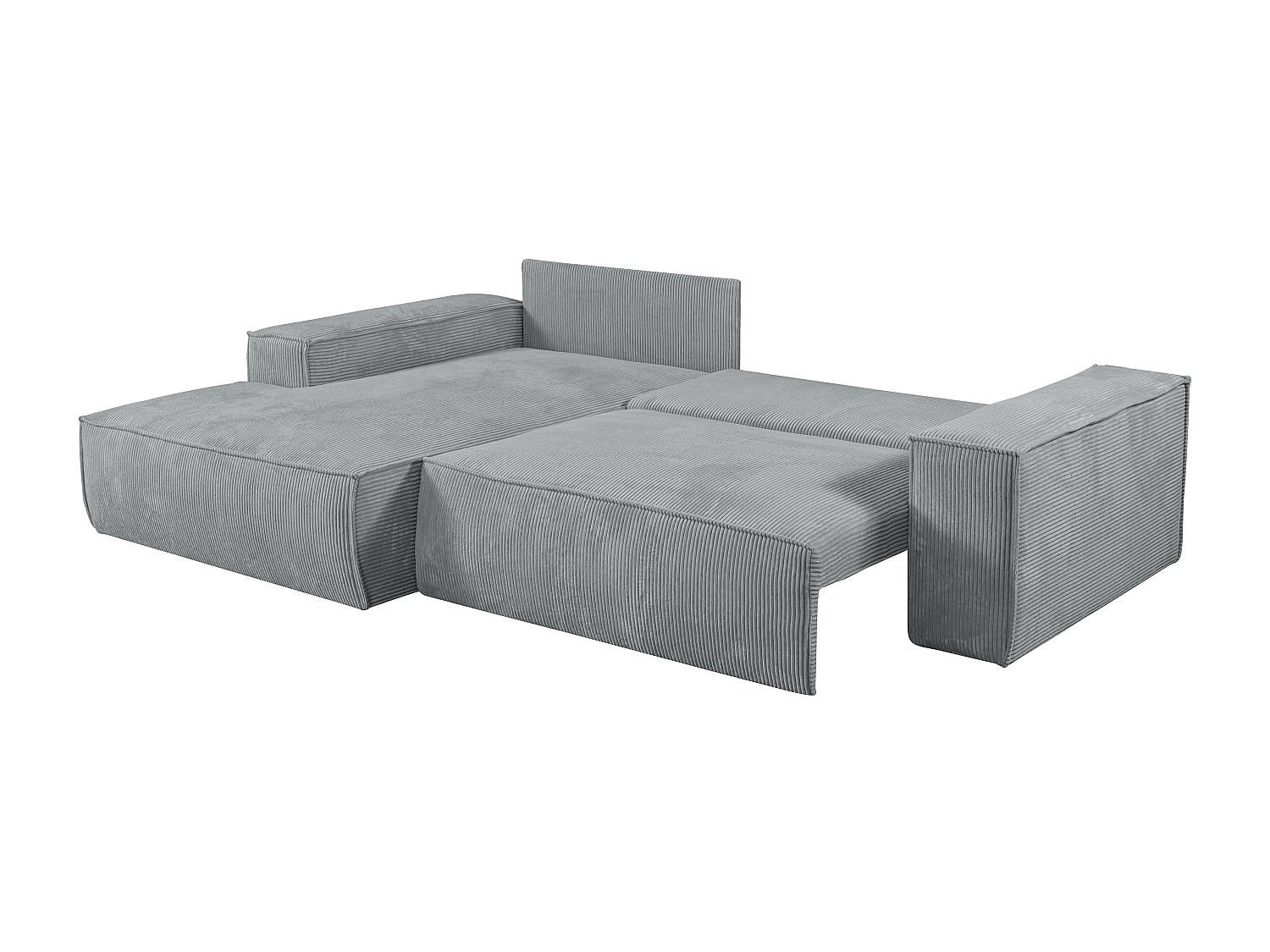SCHLAFSOFA - 4 Personen-Sitzer - Samt, Stoff - Hellgrau - - Grau, Textil (267/85/167cm) - Vente-Unique