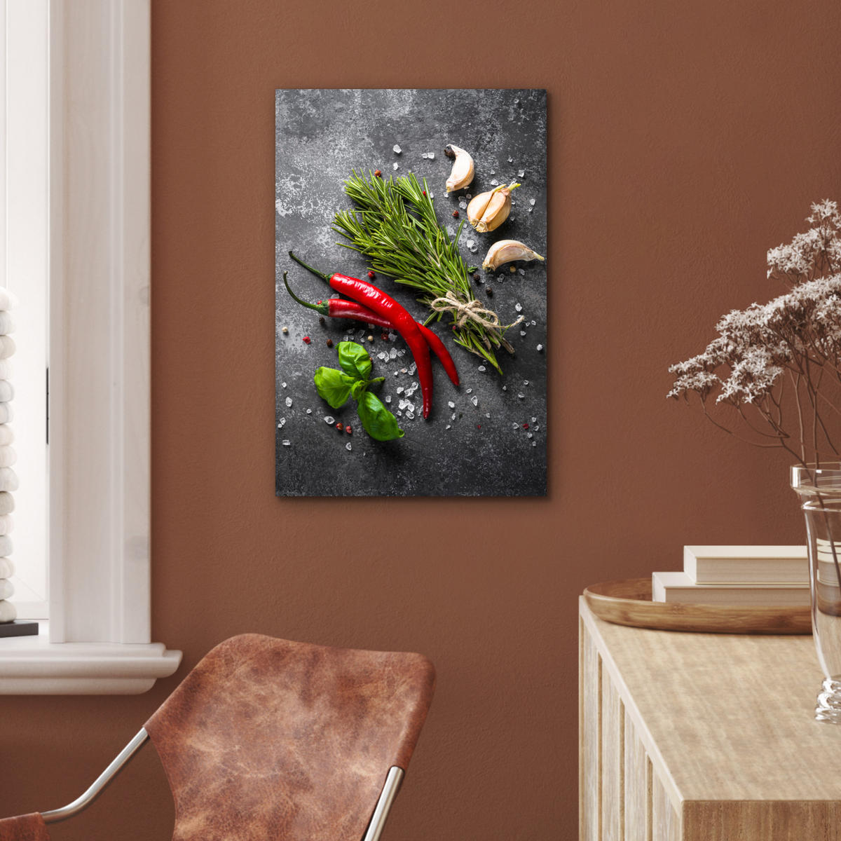 METALLBILD Pfeffer - Kräuter - Gewürze - Beton 40x60 cm - Dunkelgrau, Metall (40/60cm) - MuchoWow