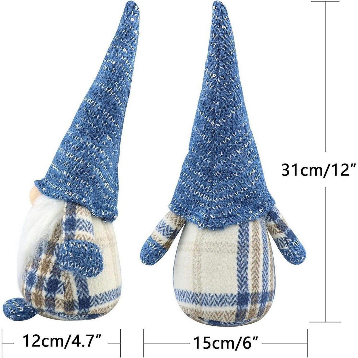 WEIHNACHTSWICHTEL mit Geweih 33 cm Blau - Multicolor, Textil (12/31/15cm)