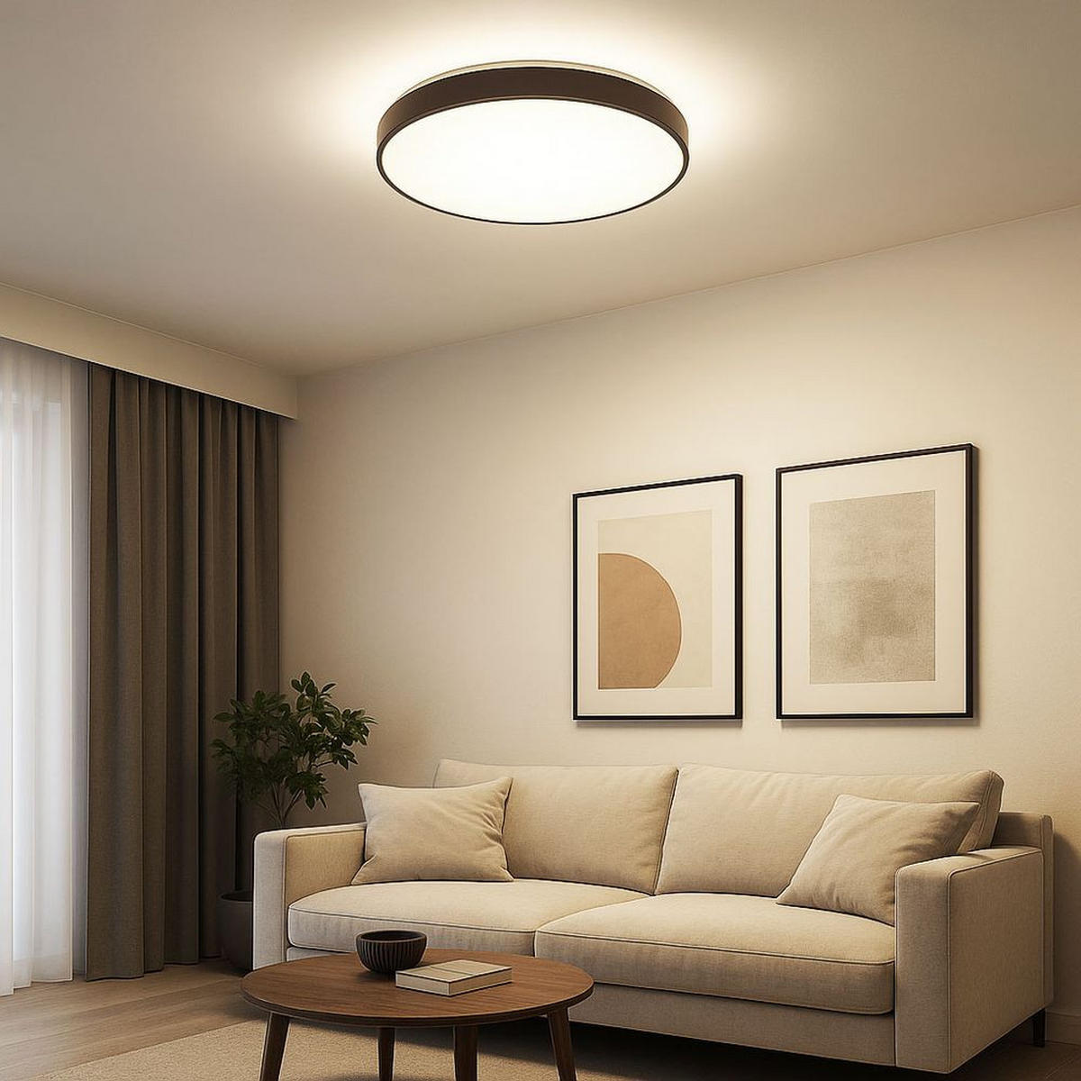 LED DECKENLEUCHTE ECLYPSE Anthrazit Opal - Anthrazit, Metall (48/48/5.5cm) - Globo Lighting