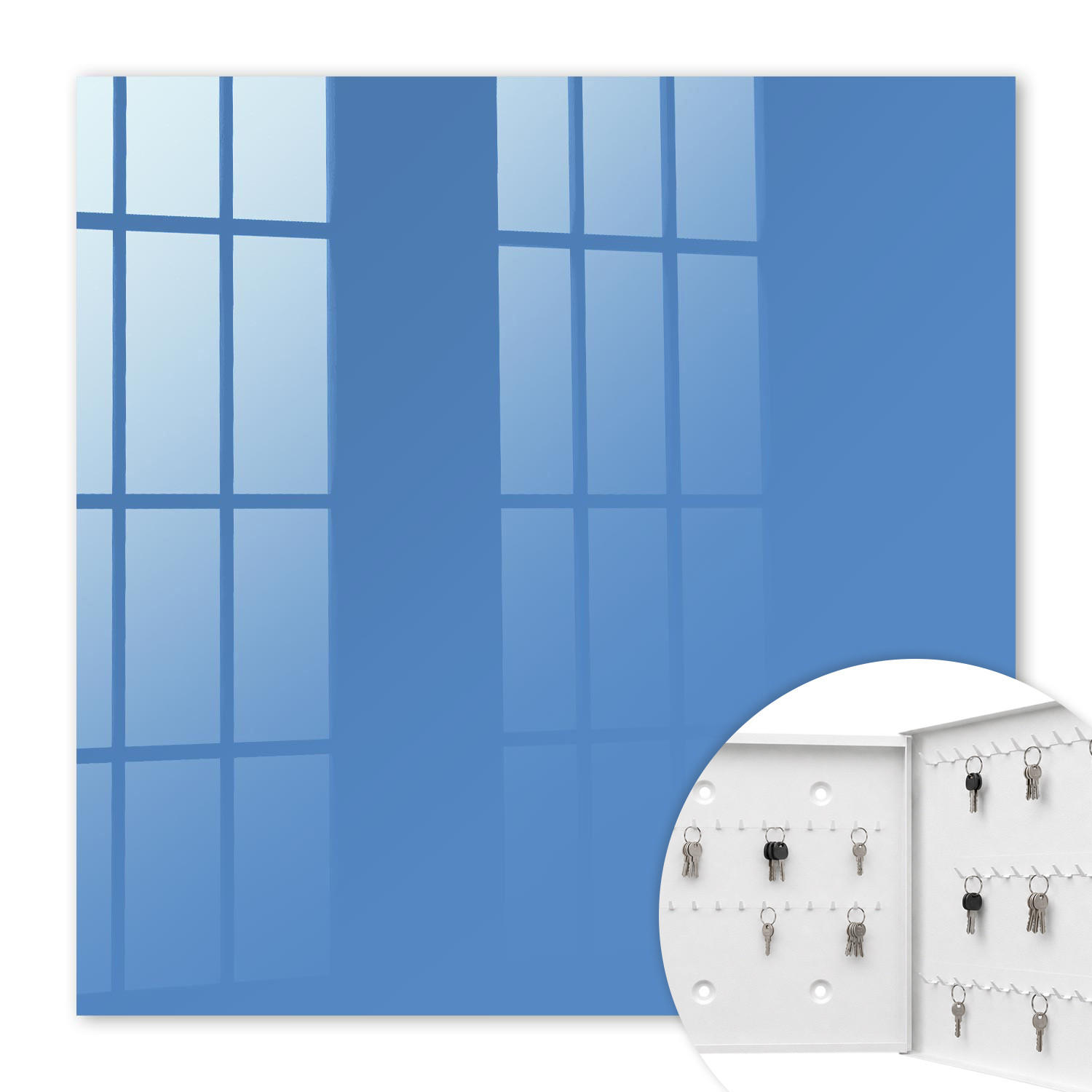 SCHLÜSSELBOX Weiß 30x30 cm – Türöffnung nach rechts - Blaue Farbe - Blau, Metall (30/30/5cm) - TULUP