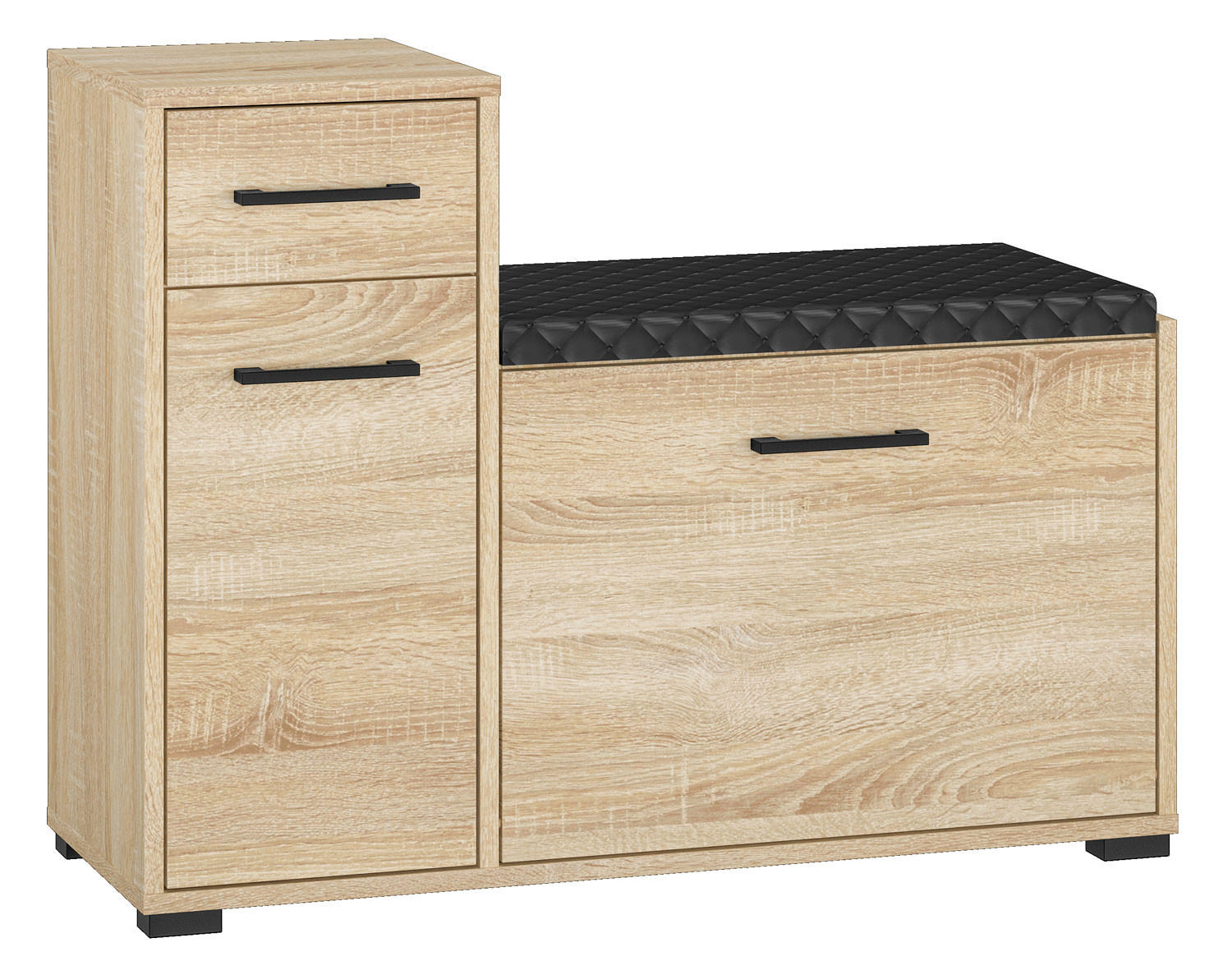 SCHUHSCHRANK Caro Sonoma Eiche hell / schwarz 90 / 34 / 68cm - Schwarz/Braun, Holz/Holzwerkstoff (90/68/34cm) - Feldmann-Wohnen