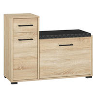 SCHUHSCHRANK Caro Sonoma Eiche hell / schwarz 90 / 34 / 68cm - Schwarz/Braun, Holz/Holzwerkstoff (90/68/34cm) - Feldmann-Wohnen