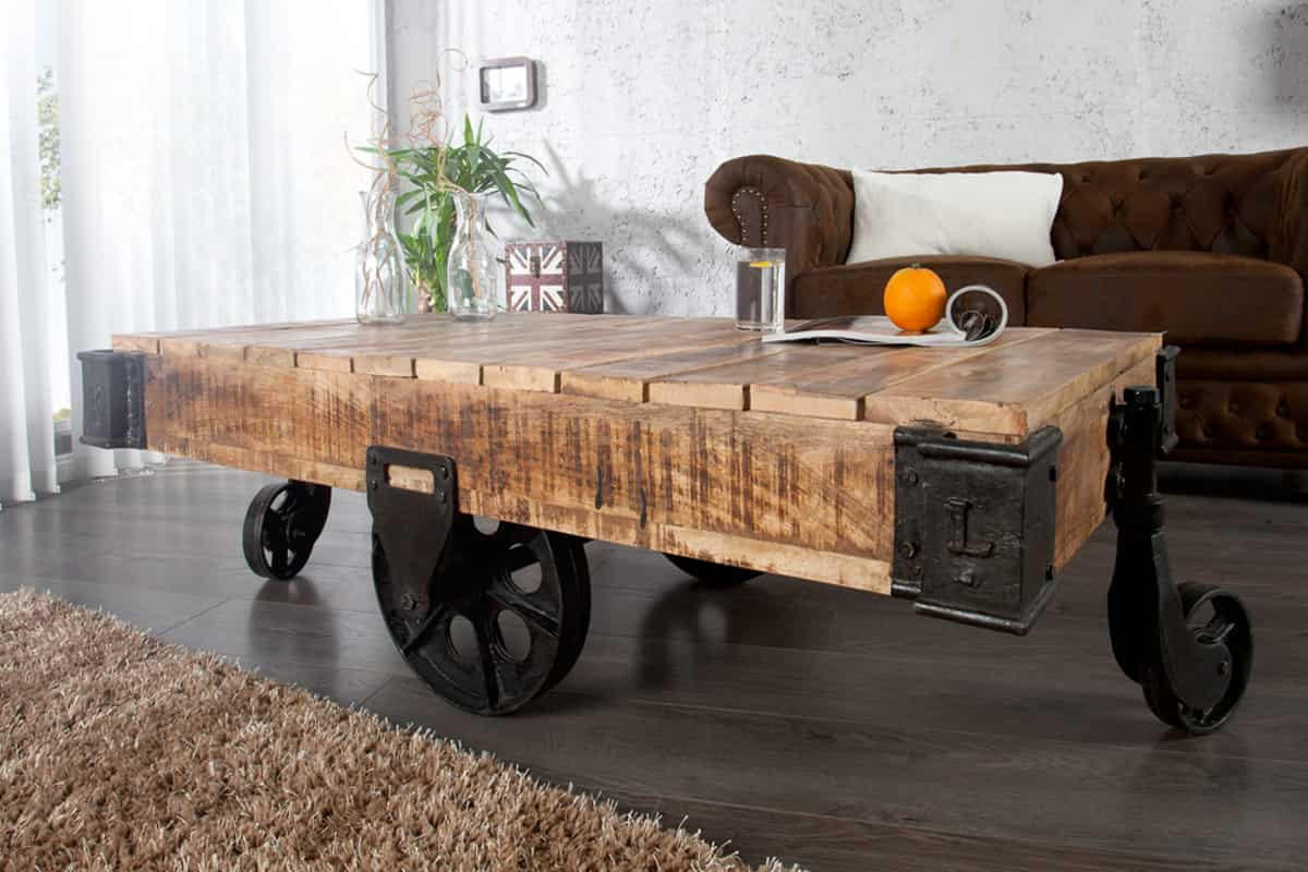 COUCHTISCH RAILWAY Mango rechteckig Natur|Schwarz 118cm - Schwarz/Braun, Holz/Metall (69/118/40cm) - riess-ambiente