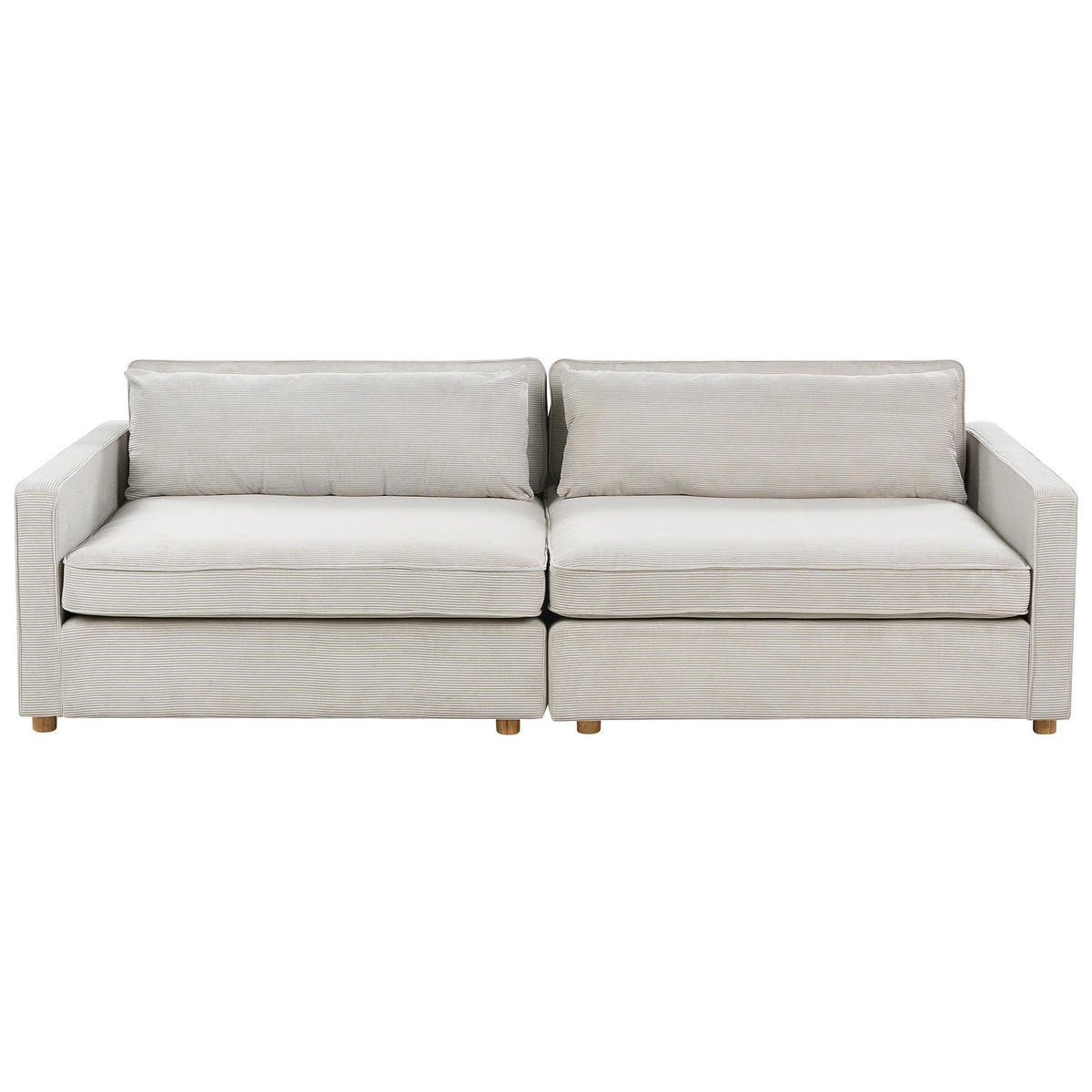 3-SITZER-SOFA Cord hellgrau Vinstra - Hellbraun/Grau, Textil (250/80/125cm) - Beliani
