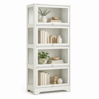 VITRINENSCHRANK in Weiß 59x30x139 cm mit 4 Fächern und Schiebetüren - Weiß, Holzwerkstoff (30/139/59cm) - IVMEU