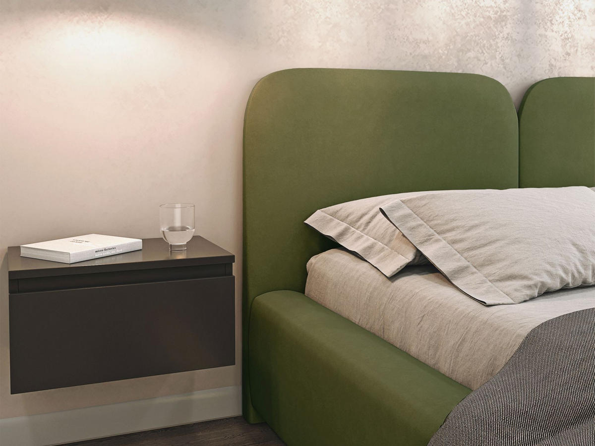 POLSTERBETT Comoves 140x200 Olivgrün mit Veloursbezug und LED - Olivgrün, Textil (140/200cm) - Selsey