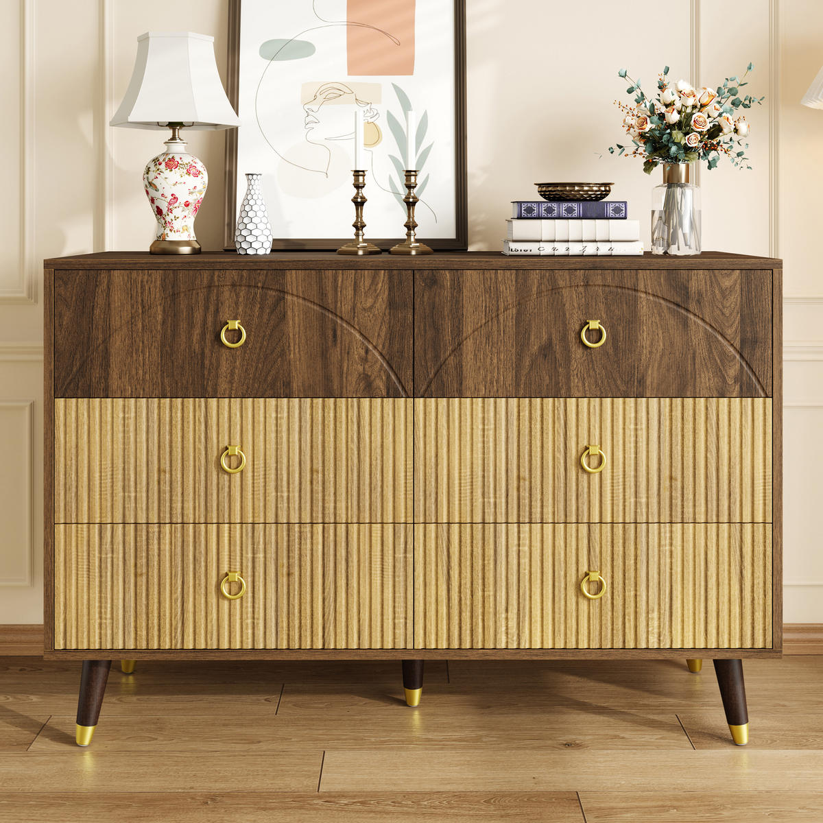 SIDEBOARD 120x40x81 Schrank Stauraum Wohn Esszimmer - Naturfarben, Holzwerkstoff (40/81/120cm) - FLIEKS