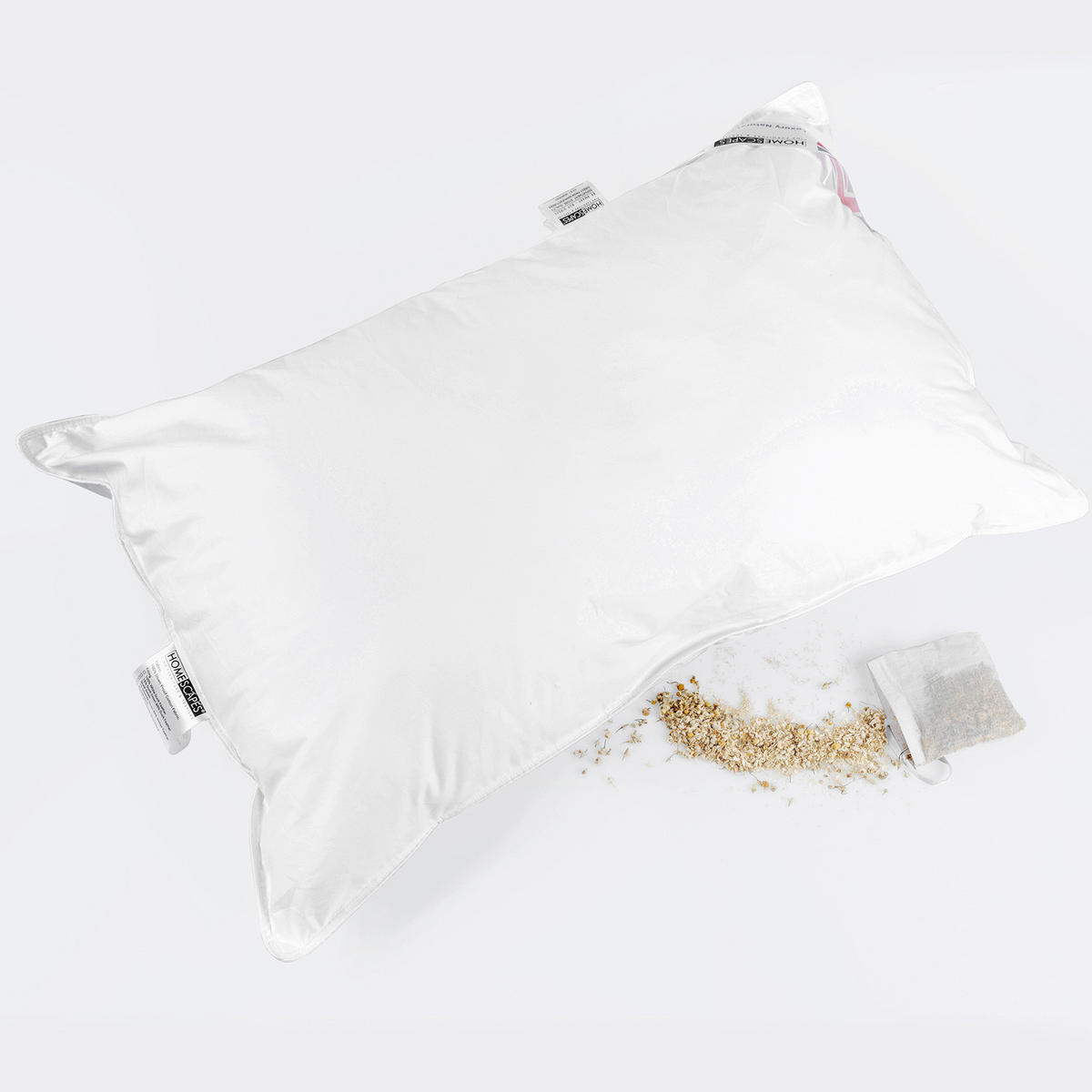 KOPFKISSEN Super-Mikrofaser mit Kamille 48/74 cm - Weiß, Textil (48/74cm) - Homescapes
