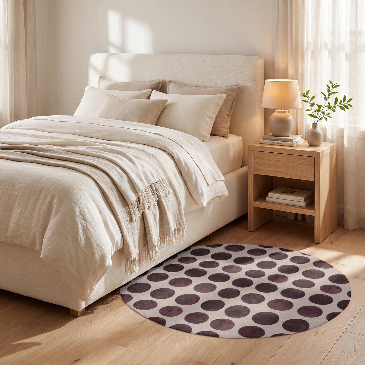 TEPPICH - Polka dots - Muster - Braun - 90x90 cm - Dunkelbraun, Kunststoff/Textil (90/0.4cm) - OnlyWow