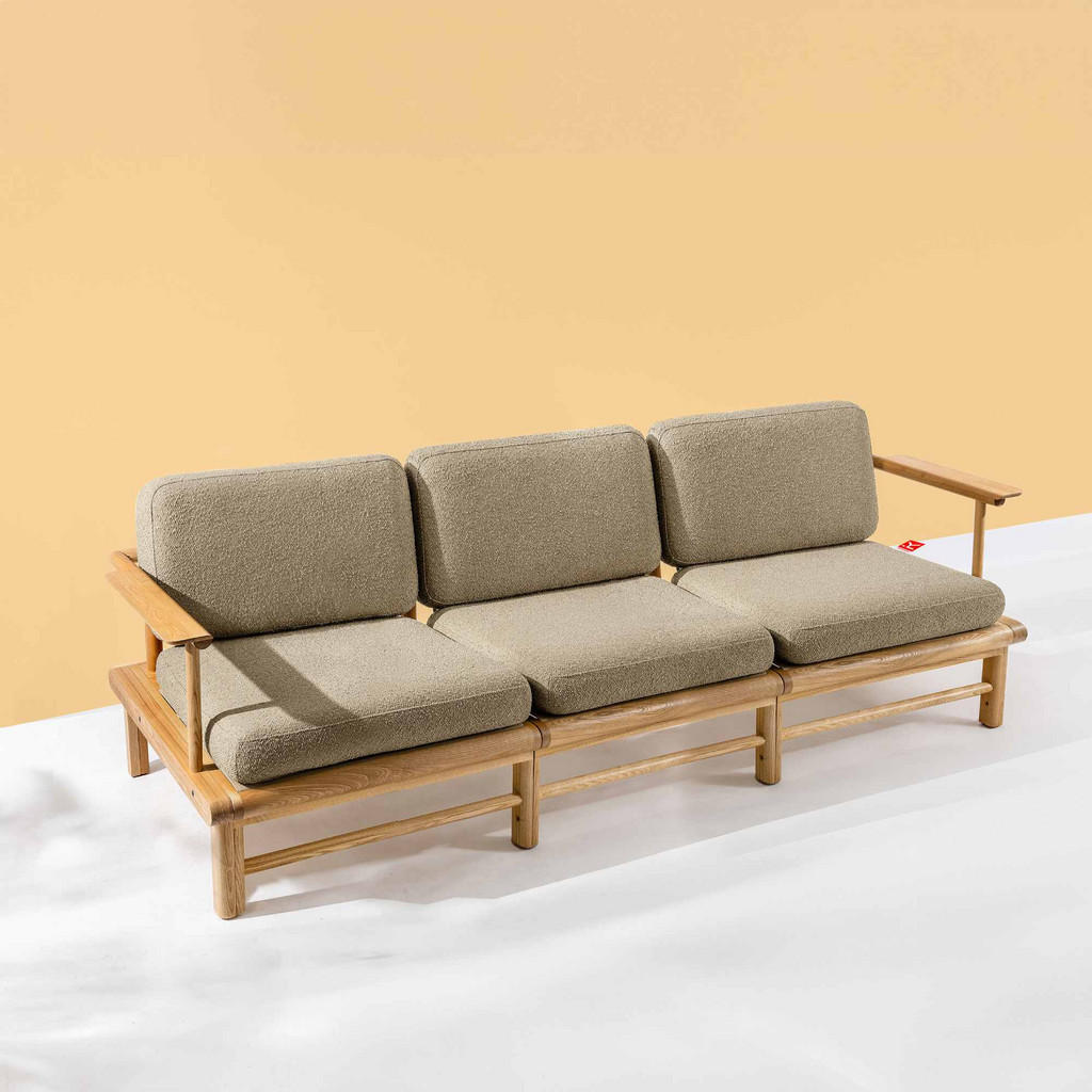 Thumbnail - Konsimo® Gartensofa, Beige, Holz, Textil, 230x74x80 cm, Loungemöbel, Gartensofas