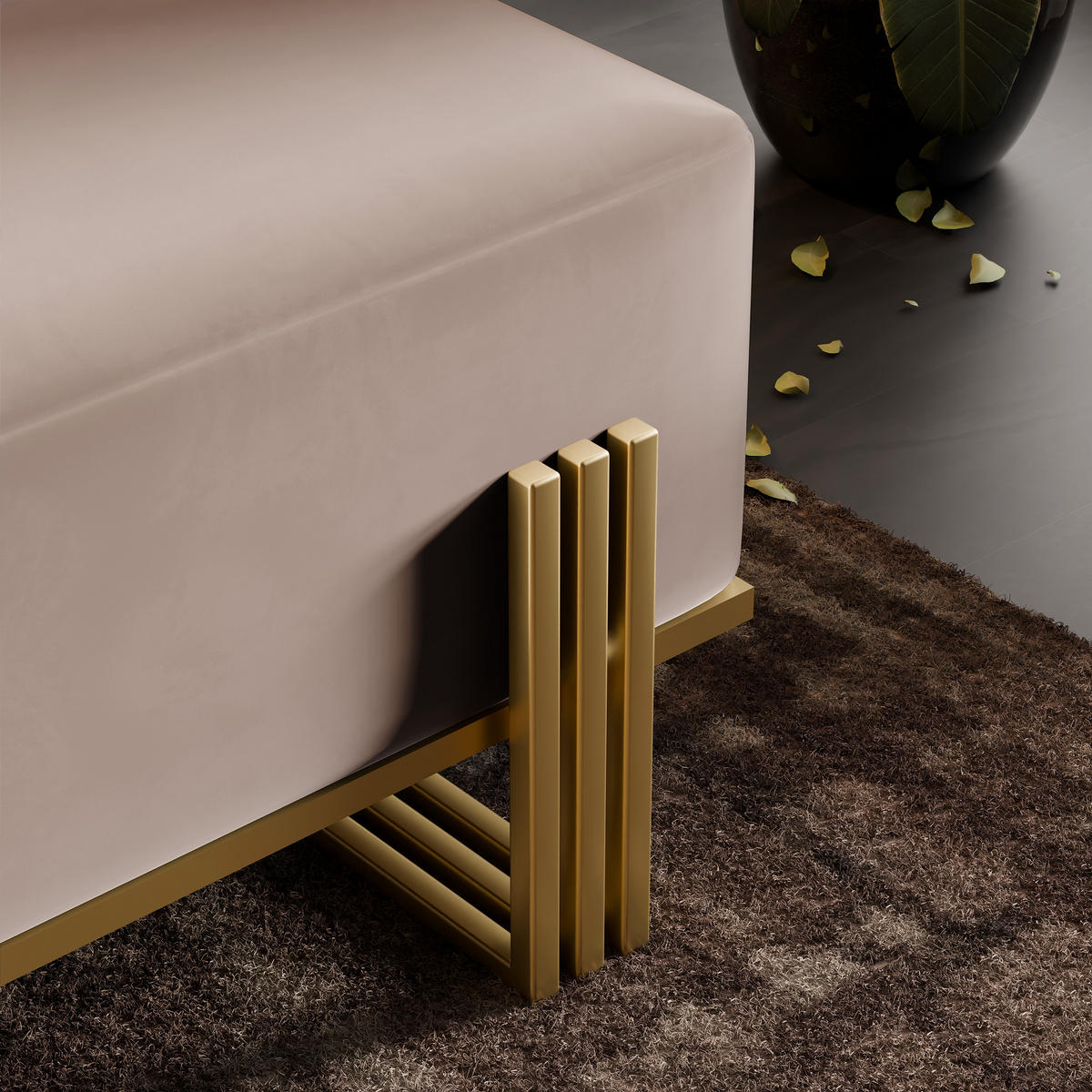 POLSTERBANK TEO 100 cm Gold / Beige ,Metallgestell - Beige, Metall (100/47/35cm) - Idohome