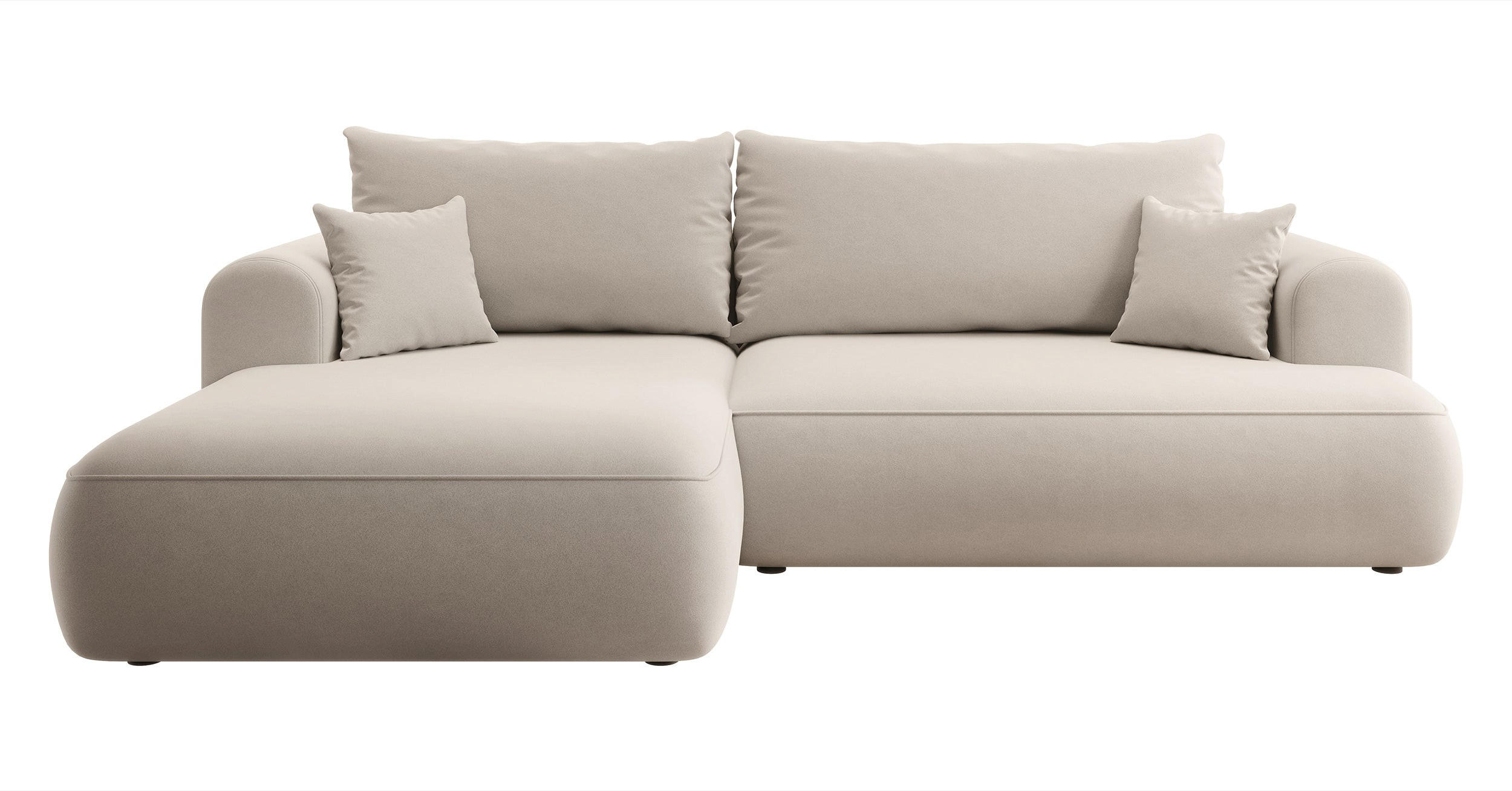 ECKSOFA Ovo Hellbeige Velours - Ecru/Schwarz, Kunststoff/Textil (260/165cm) - Selsey