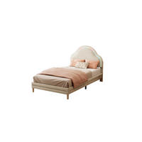 POLSTERBETT 90/200 cm aus Samt in Beige mit LED-Beleuchtung und Wolken-Kopfteil - Beige, Textil (90/200cm) - Flora Grace