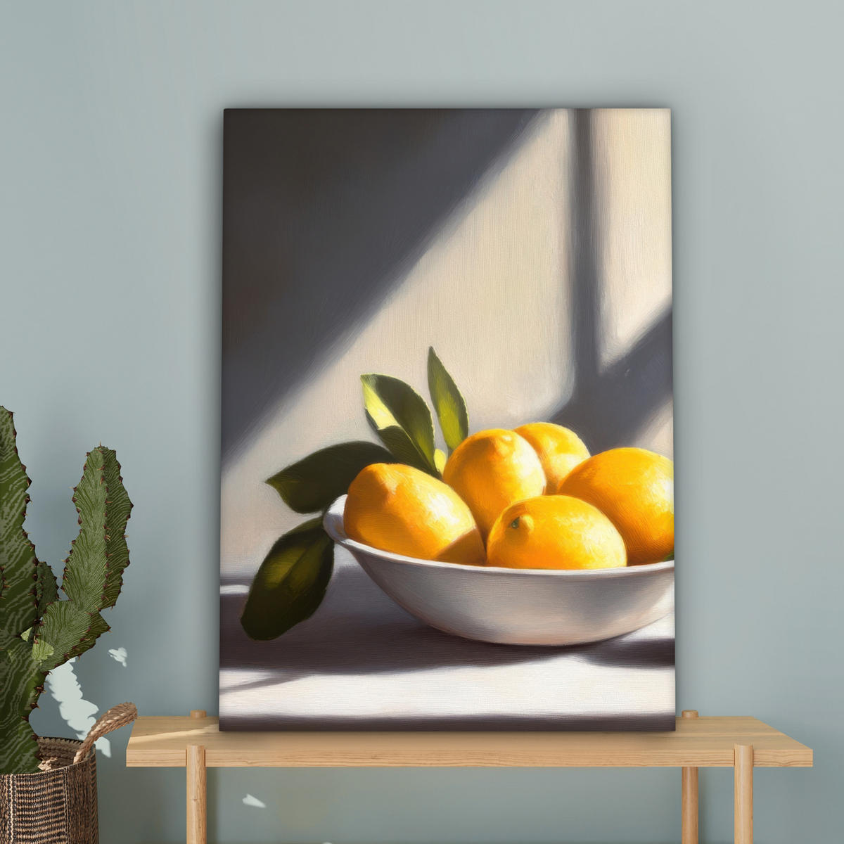 LEINWANDBILD Zitronen - Stilleben - Gelb Wandbild Wohnzimmer 60x80 cm - Gelb, Textil (60/80cm) - MuchoWow