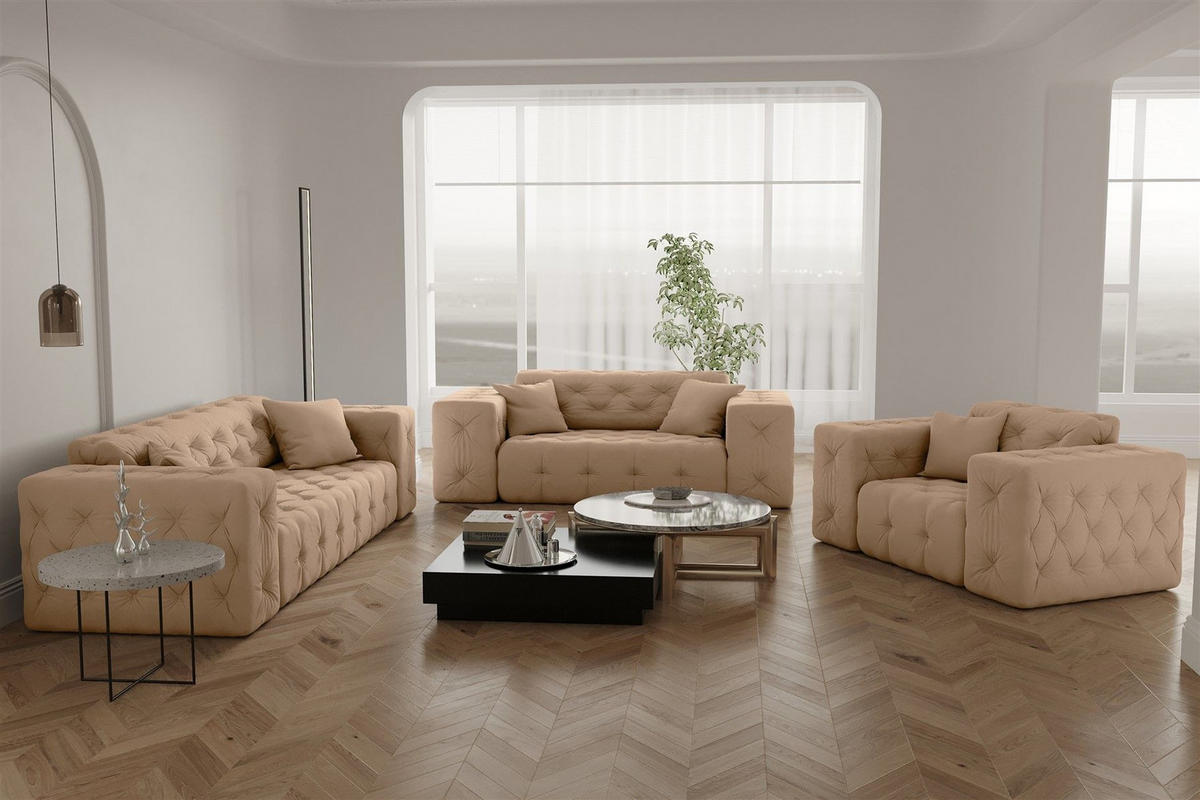 SOFA 2-sitzer Chantal - Beige, Holzwerkstoff/Textil (186/78/96cm) - Fun Möbel