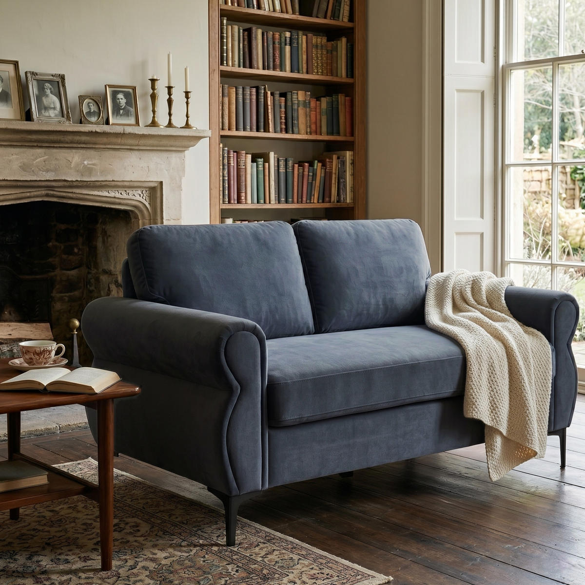 SOFA kompakt 173,5 cm Dark Grey mit Federkern - Dunkelgrau, Holzwerkstoff (173.5/92/81cm) - Meubliv