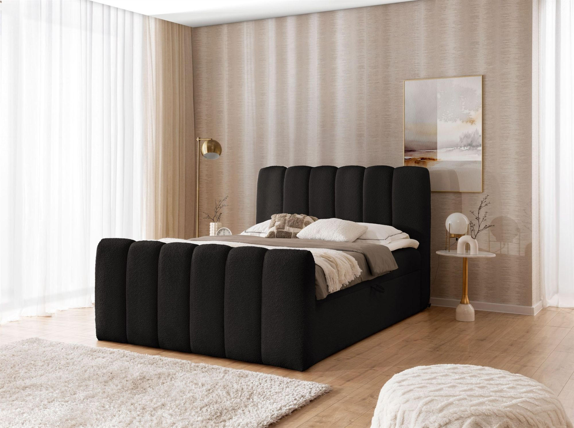 BOXBETT Denis - Schwarz, Holzwerkstoff/Textil (120/200cm) - Fun Möbel