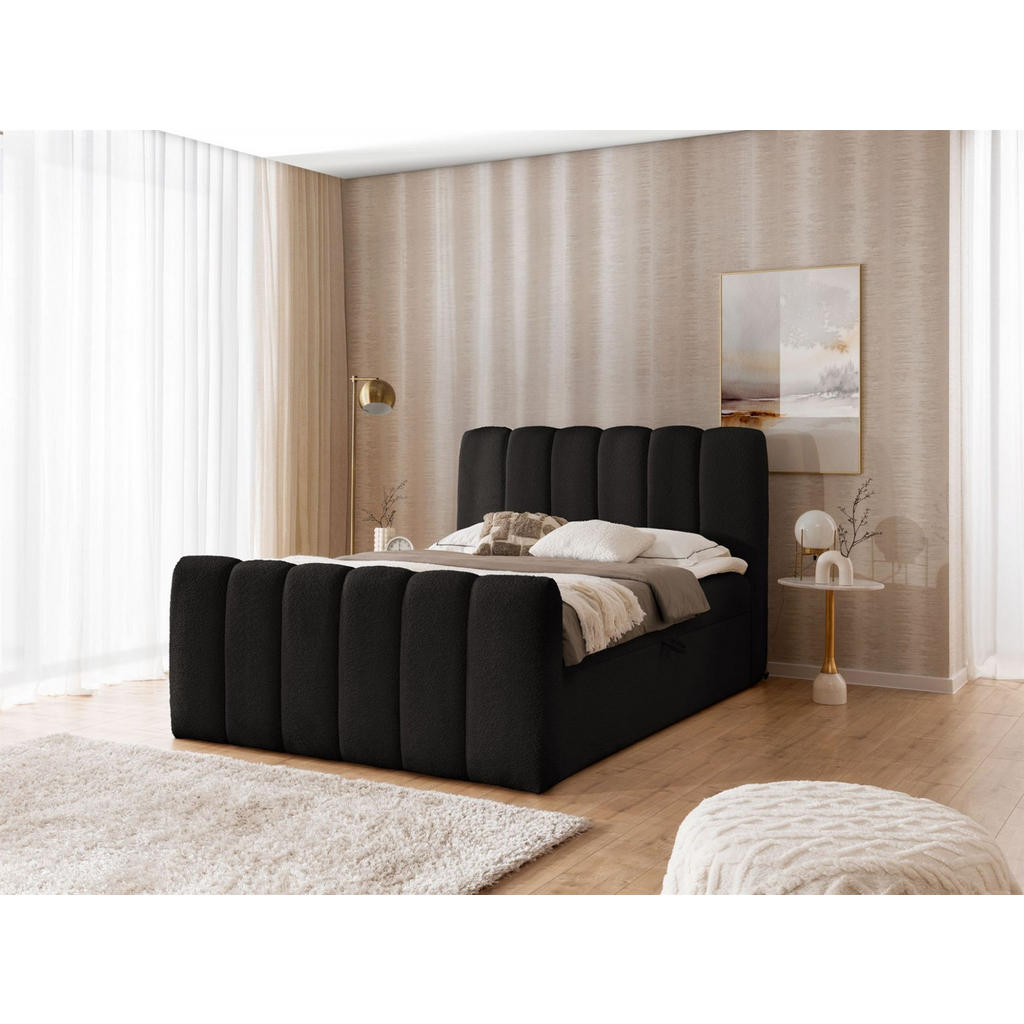 Thumbnail - Fun Möbel Boxbett, Schwarz, Textil, 140x200 cm, Schlafzimmer, Betten, Boxspringbetten