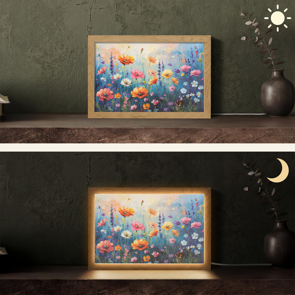 STOLNÍ LAMPA Květiny - Příroda - Akvarel - Umění 30x20 cm - starorůžová, kompozitní dřevo (8/30/20cm) - OnlyWow