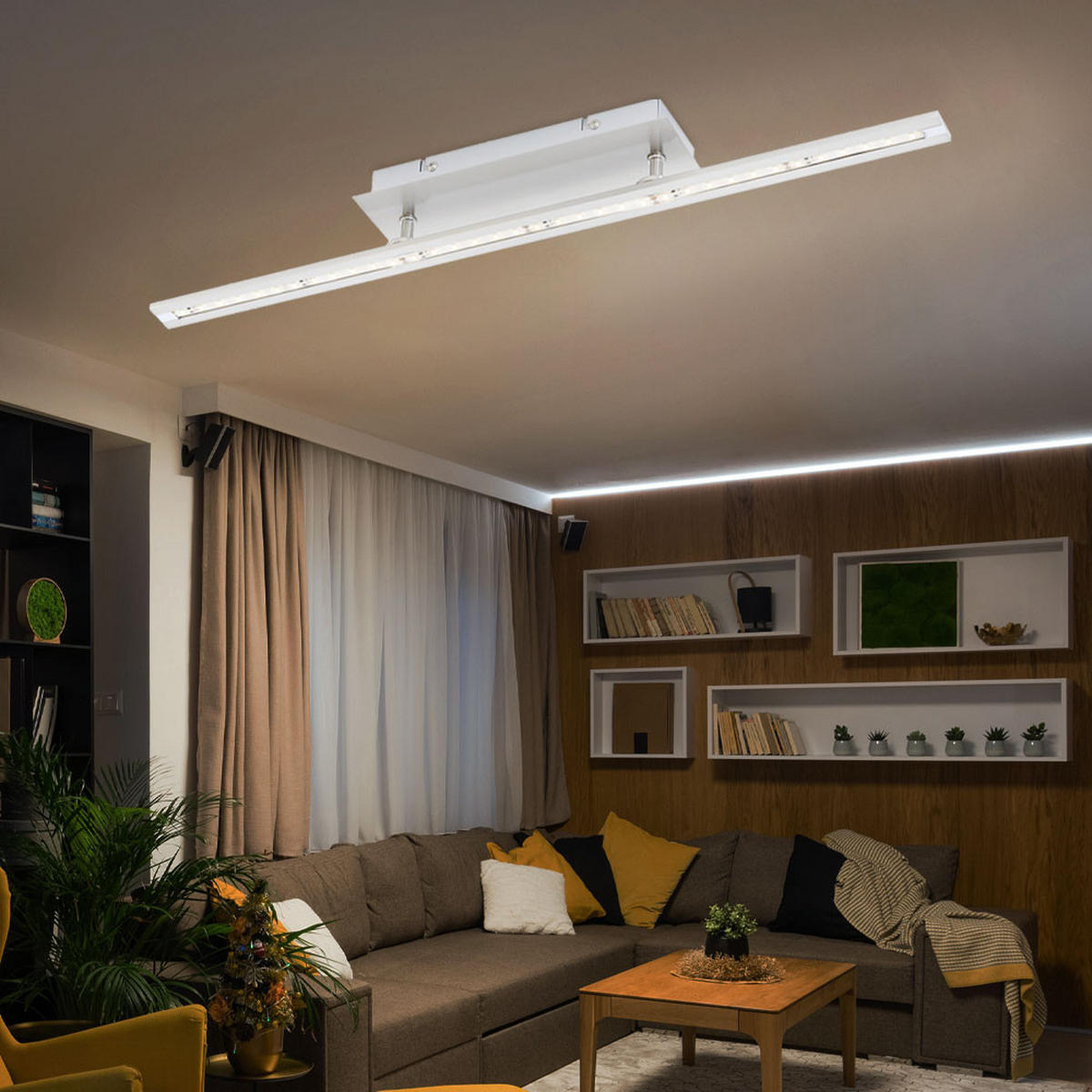 LED DECKENLEUCHTE Katara Stahl Silber - Silberfarben, Metall (62.5/8.5/6.5cm)