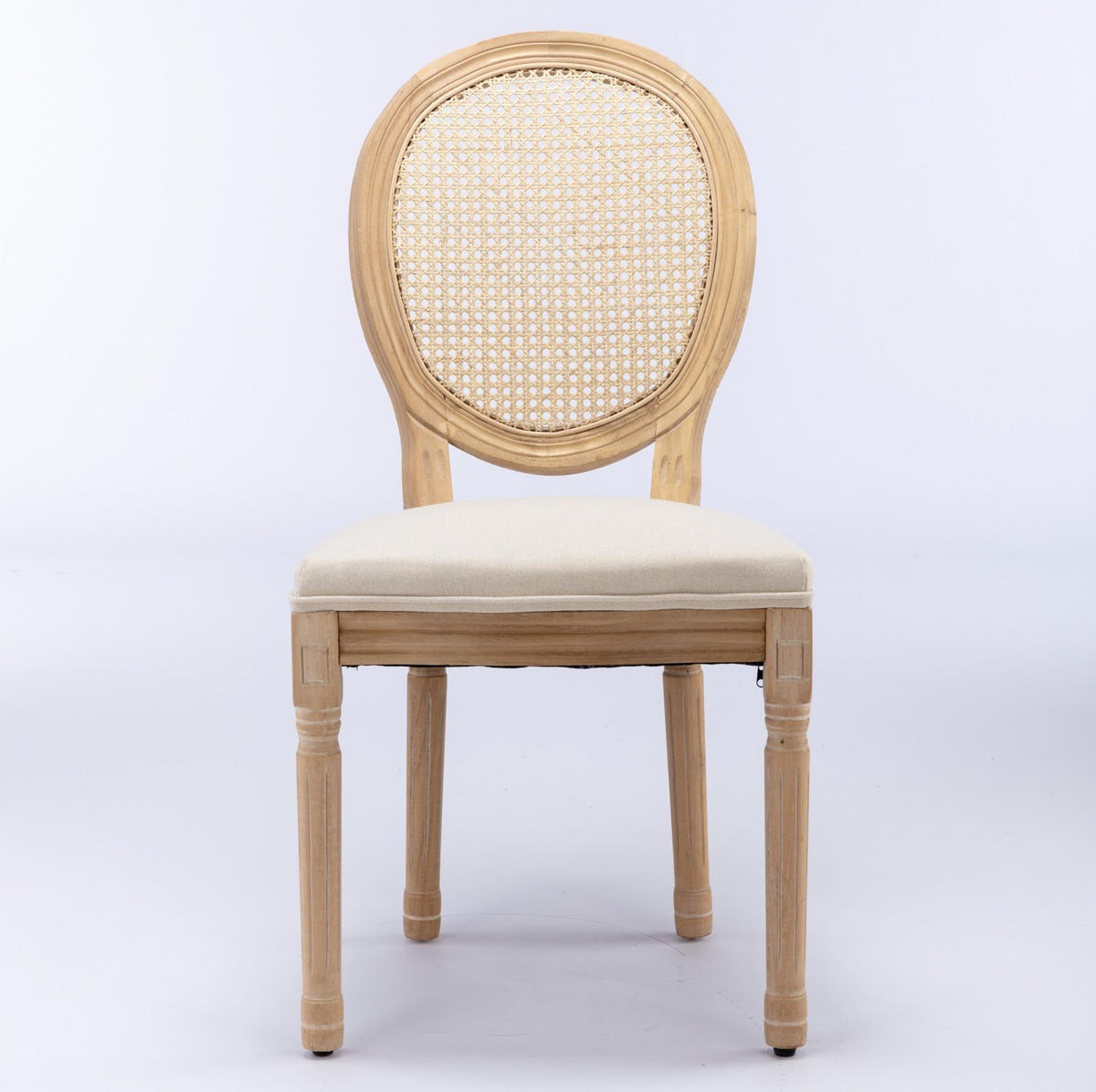 ESSZIMMERSTUHL 2er-Set Französischer Stil Beige Rattan Stoff - Beige, Holz (49/95/59.5cm) - Meubliv