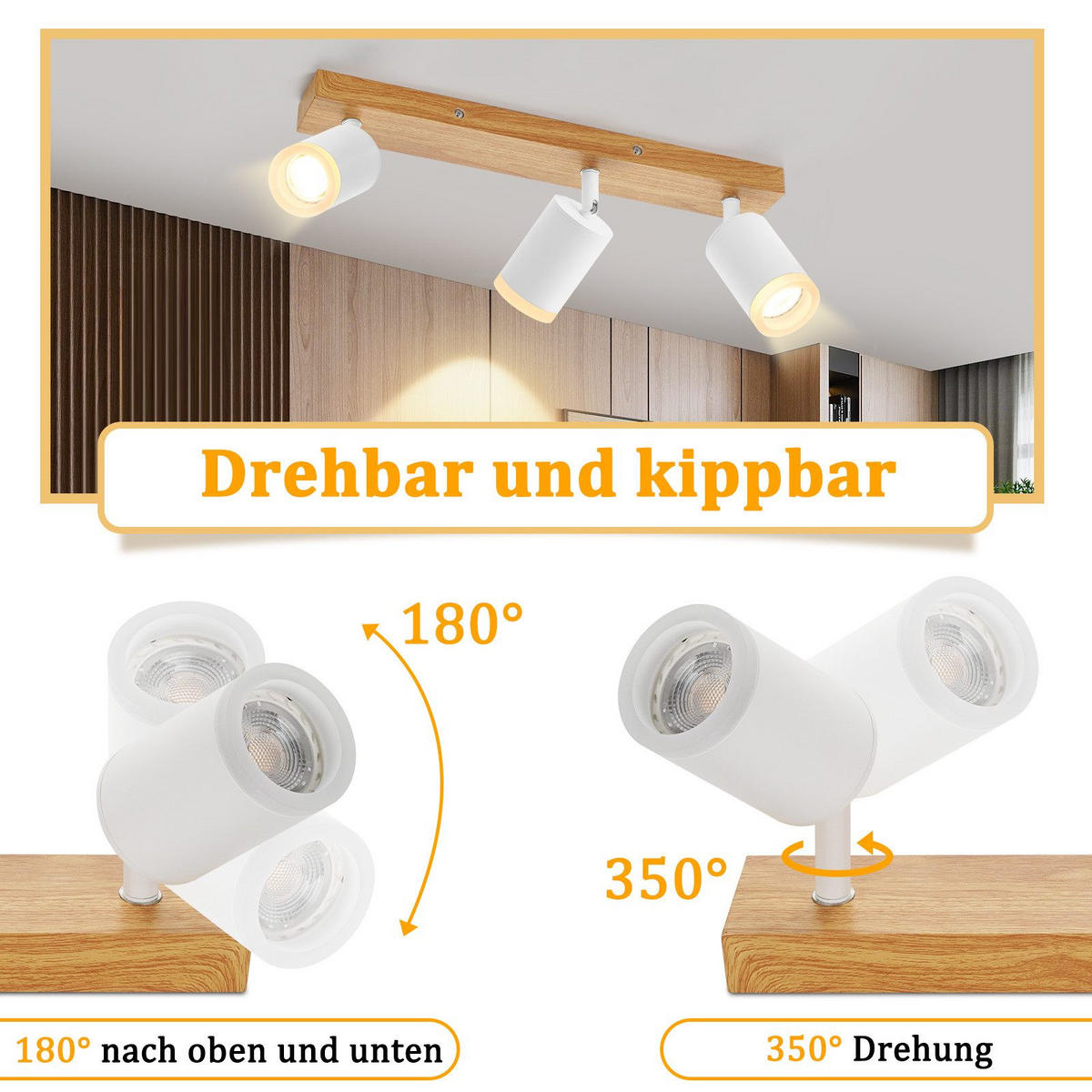STRAHLER Recklinghausen 3-flammig 41/6/15 cm - Weiß, Holz (41/6/15cm) - Nettlife
