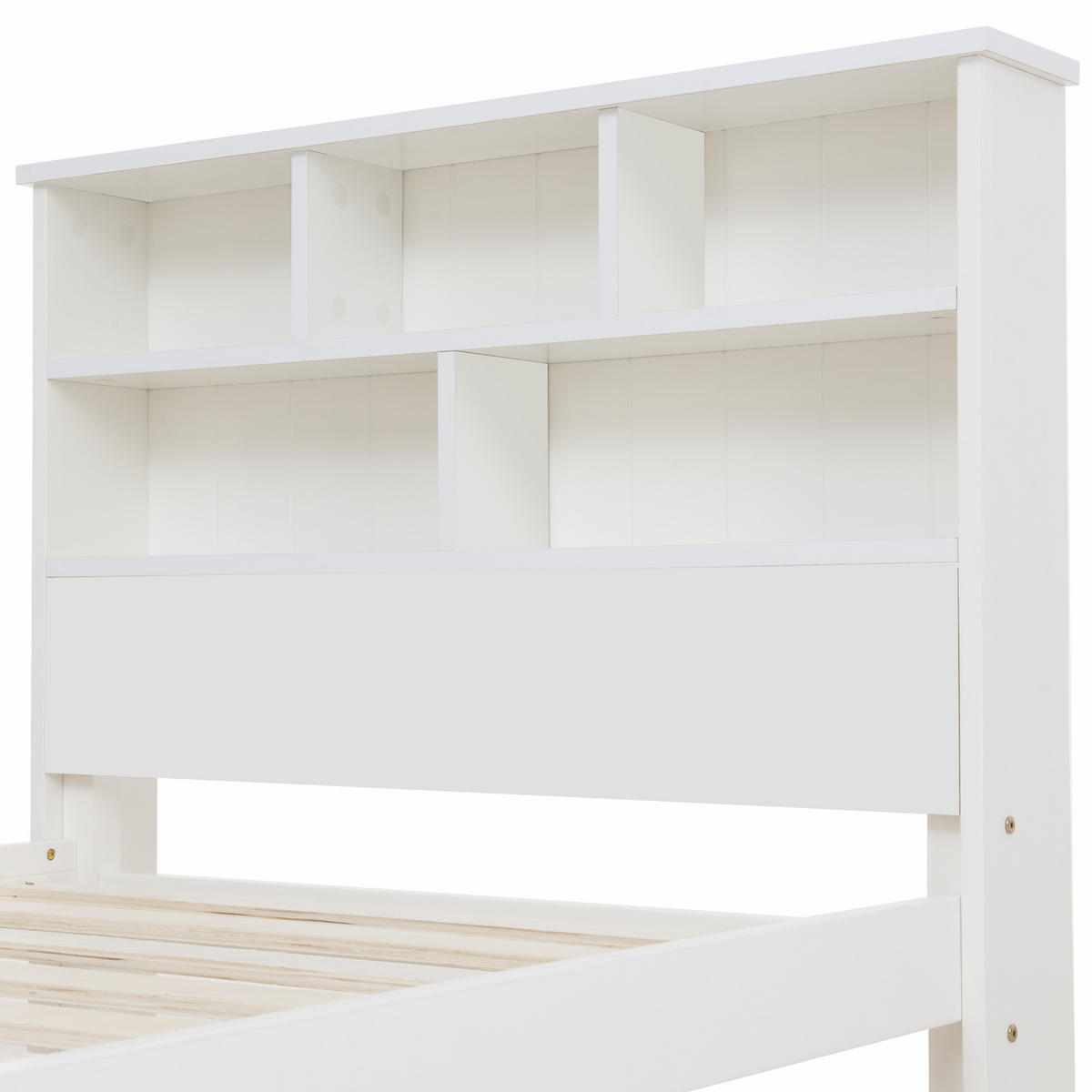 KINDERBETT 90/200 cm DE-00047, in Weiß, Schubladen und Bücherregal-Kopfteil - Weiß, Holz (90/200cm) - ComfortXL