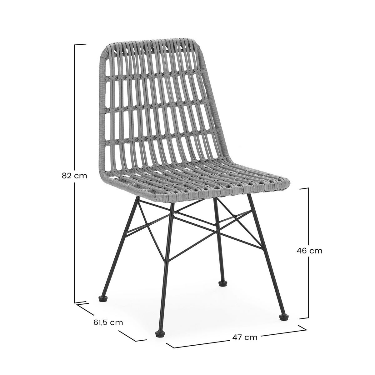 STUHL-SET 2 Aitana, Ratan/Schwarz - Schwarz, Kunststoff/Metall (48/85/61cm) - VS Venta-stock