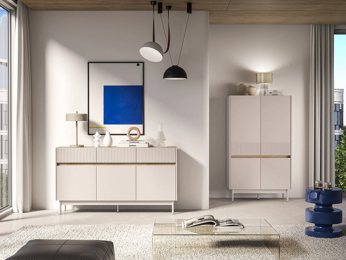 KOMMODE – 154 cm – Dunea - Kaschmir/Eichefarben, Holzwerkstoff (154/85/40cm) - hi-markt