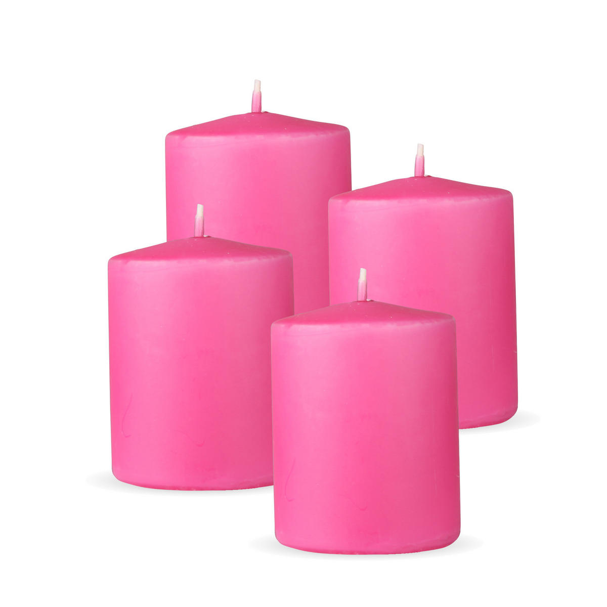 STUMPENKERZEN 4er Pack "Rosa", Größe Ø7cm x Höhe: 8 cm - Rosa, Naturmaterialien (7/8cm) - Bestlivings