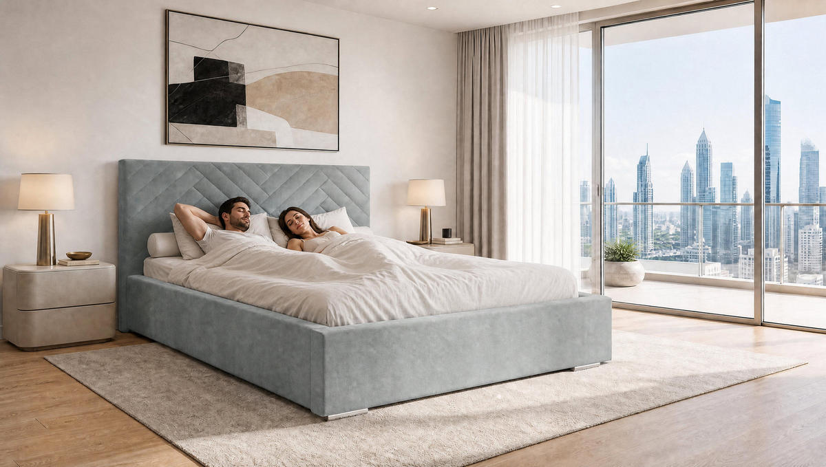 POLSTERBETT 200x200 cm AURA, Doppelbett mit Bettkasten und Lattenrost aus Holz, Velourstoff: Hellgrau - Hellgrau, Holz/Textil (200/200cm) - Marpur