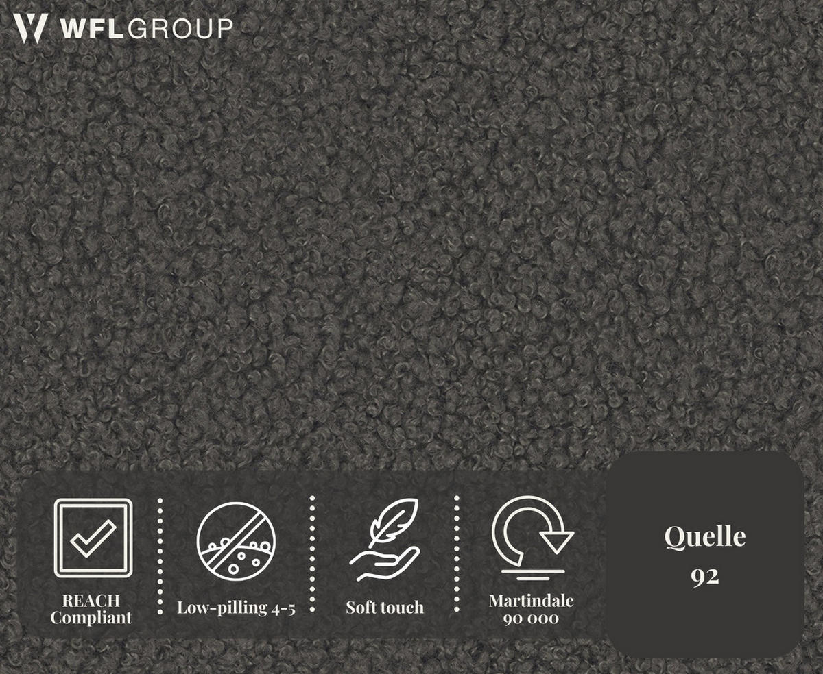 ECKSOFA Hana Loft 3-Sitzer Ecke Rechts, Boucle, Grau 241/80/168 cm - Schwarz/Grau, Textil/Metall (241/168cm) - WFL GROUP