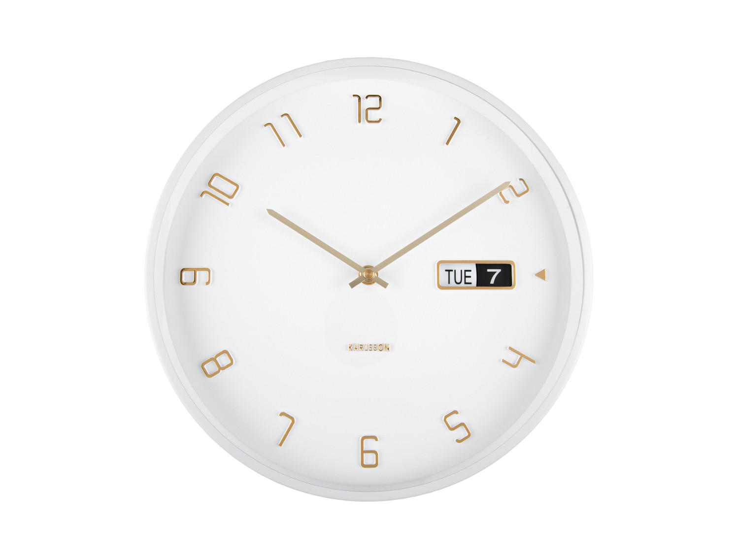 WANDUHR Data Flip Ø 30 cm - Weiß, Metall (30/30/4.5cm) - Karlsson