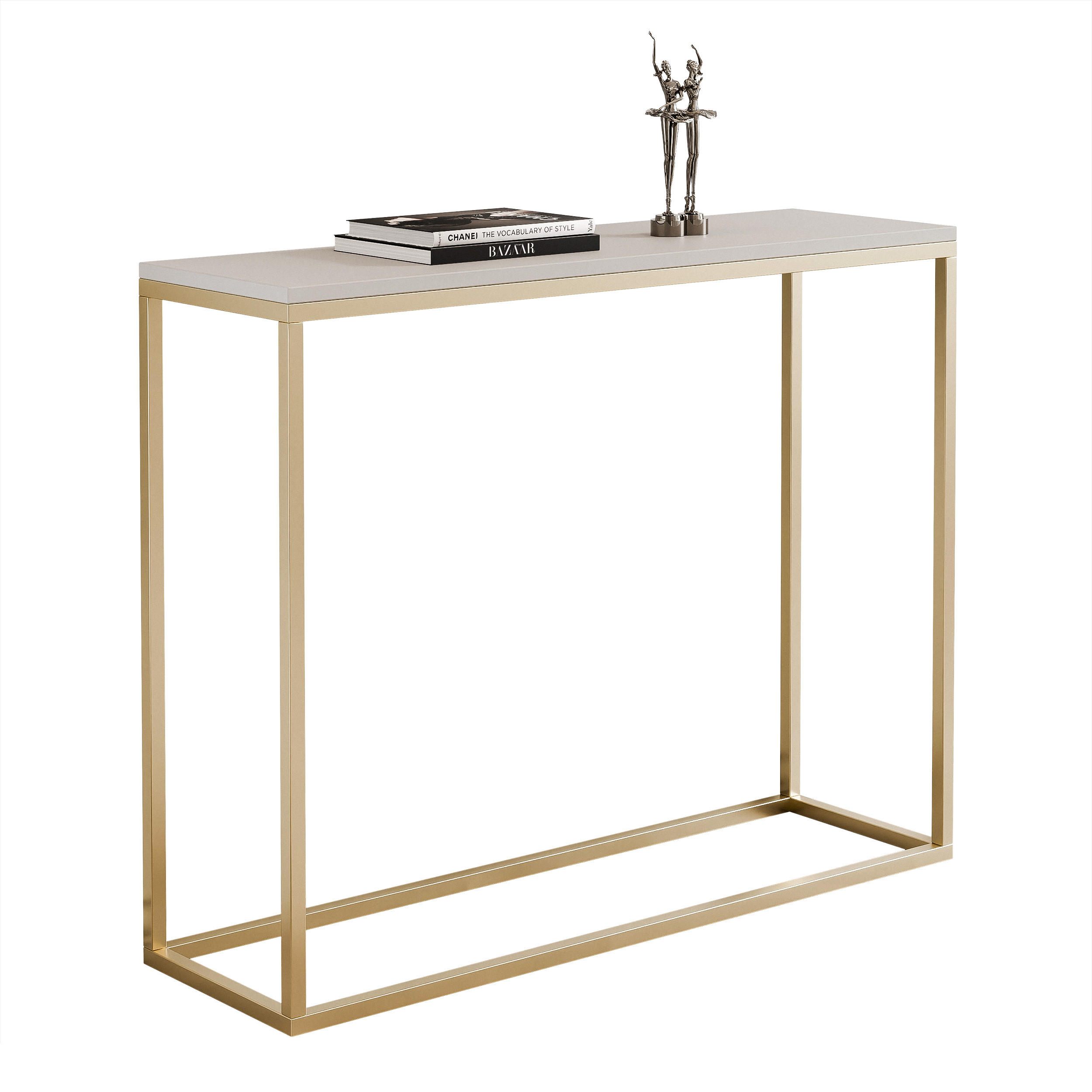 KONSOLENTISCH IRMA in 100/30/80 cm, Gold / Kaschmir - Kaschmir/Goldfarben, Holzwerkstoff/Metall (30/100/80cm) - Idohome