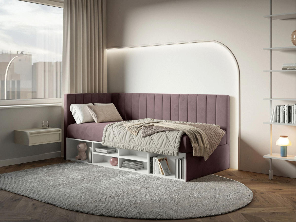 JUGENDBETT Ventrio Violett Easy-Clean-Samtbezug 90x200 cm - Lila, Kunststoff/Textil (90/200cm) - Selsey