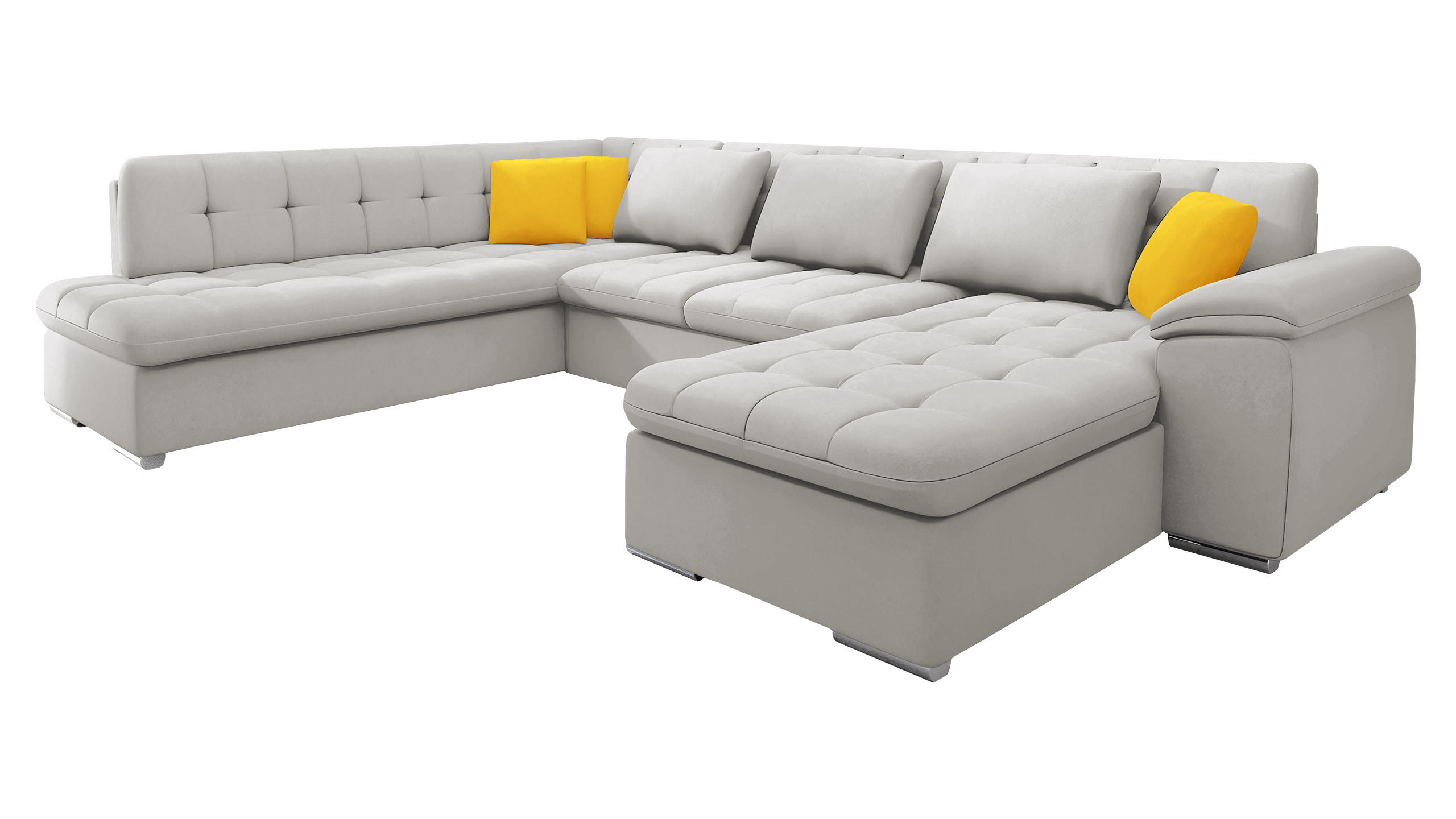 WOHNLANDSCHAFT Niko Bis Premium, Seite: Rechts - Hellgrau, Holz/Textil (348/76/205cm) - MIRJAN24
