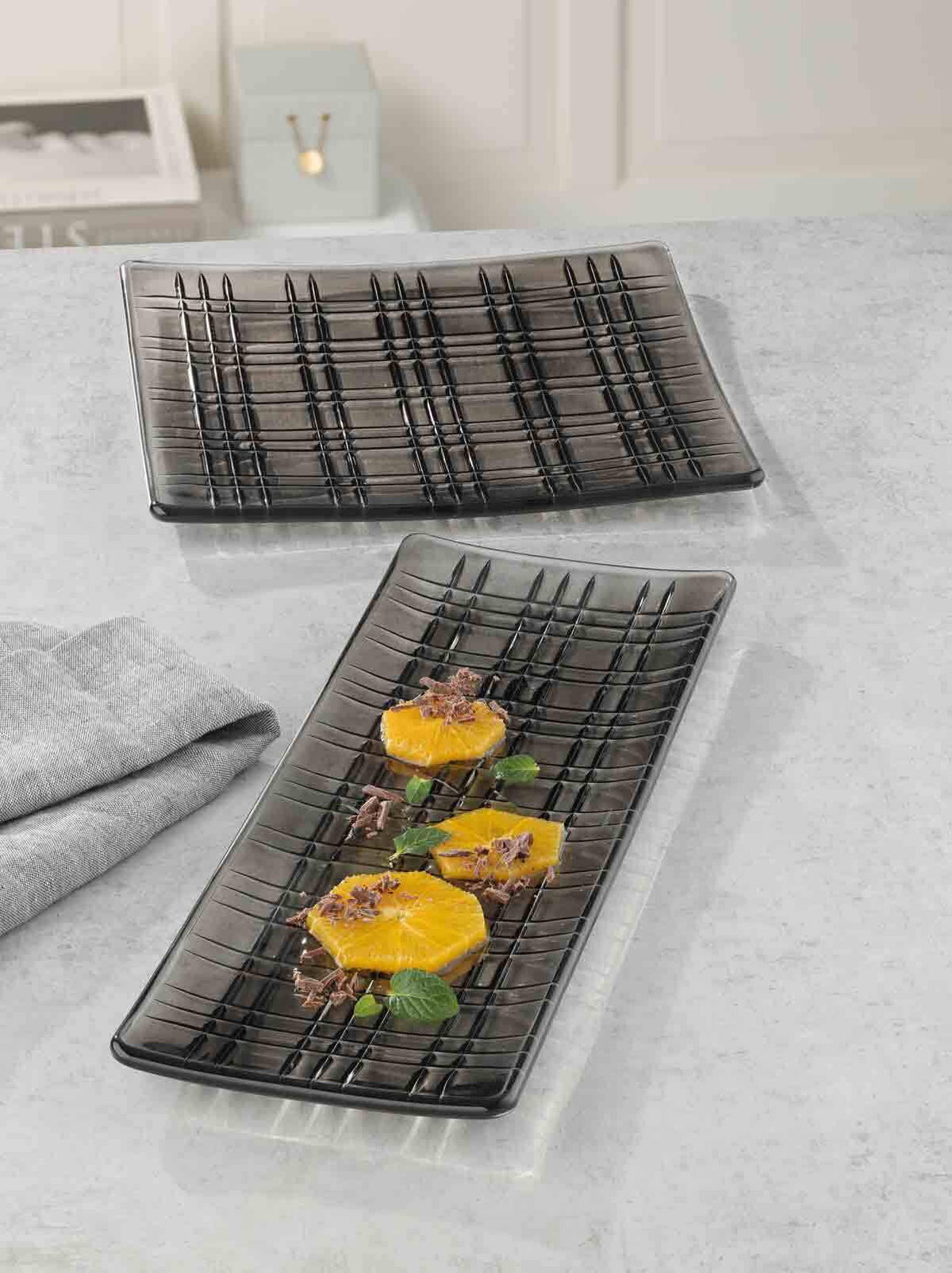 PLATTEN Square grau 21 x 21 cm 2er Set - Grau, Glas (21/1.8/21cm) - Nachtmann
