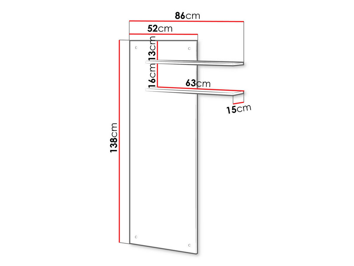 WANDPANEEL MIT REGAL Masha - Kaschmir/Schwarz, Holzwerkstoff (86/138/15cm) - MIRJAN24
