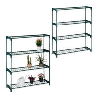 2XPFLANZENREGAL - Dunkelgrün, Kunststoff/Metall (91/106/28cm) - Relaxdays