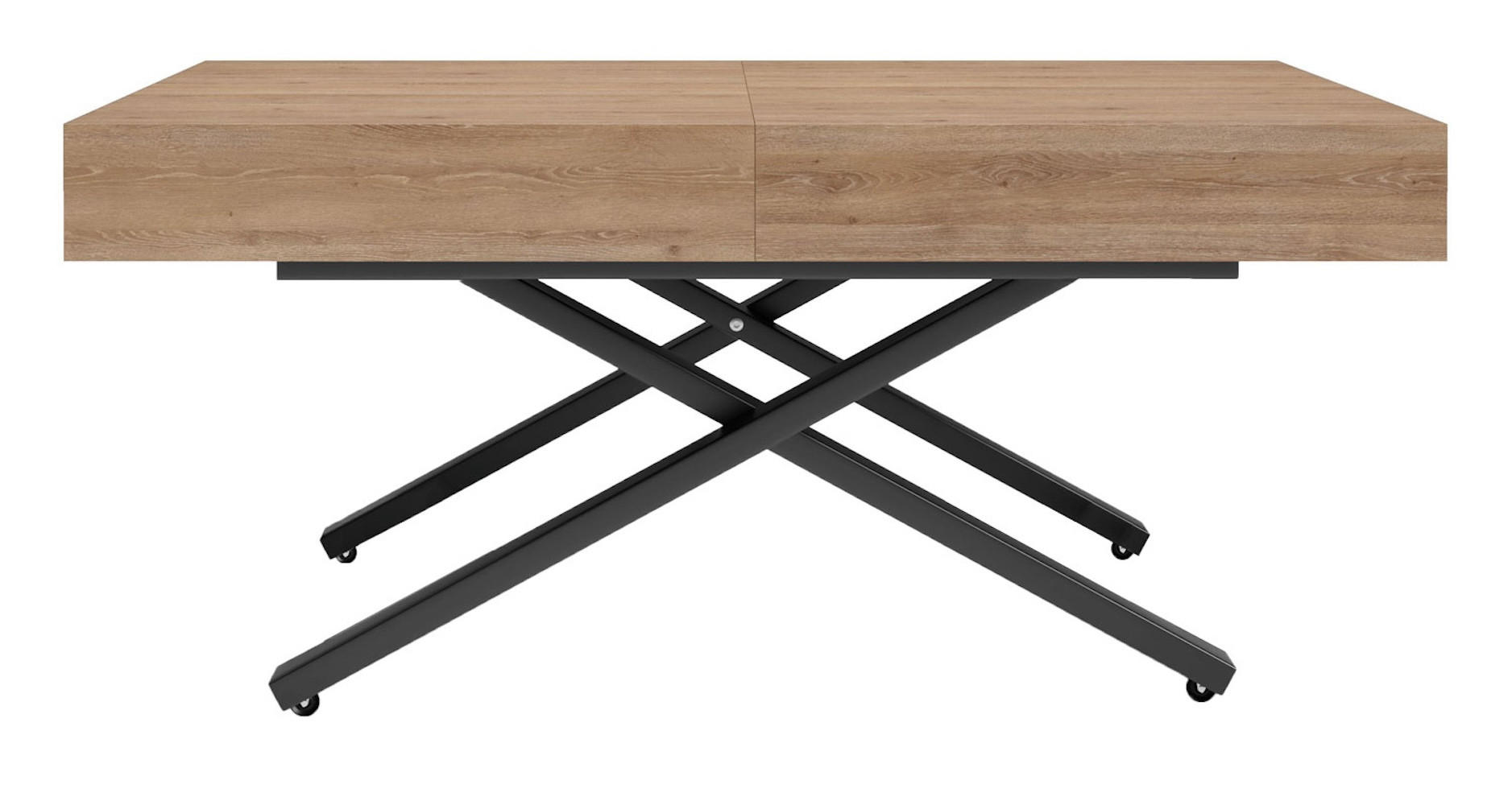 COUCH-/ESSTISCH Sanna X Davos Eiche trüffelbraun 120 - 200 / 80 / 27 - 80cm - Trüffeleichefarben/Schwarz, Holz/Holzwerkstoff (80/120/27cm) - Feldmann-Wohnen