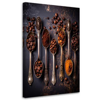 LEINWANDBILD Kaffee und silberne Löffel 80x120cm - Braun, Textil (80/120cm) - Feeby