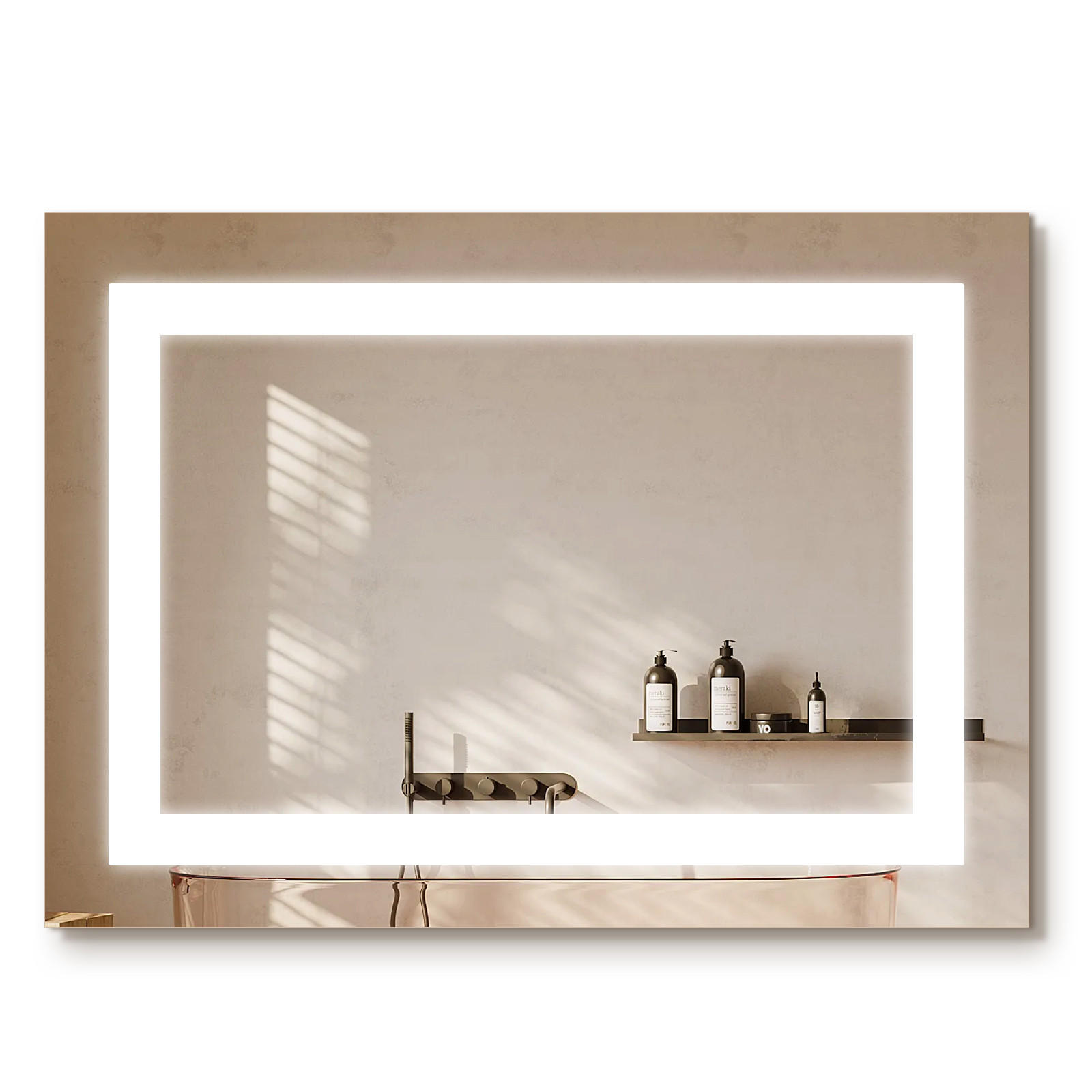 BADSPIEGEL mit Beleuchtung und Anti-Beschlag 60/45 cm - Weiß, Glas (45/4.3/60cm) - EMKE