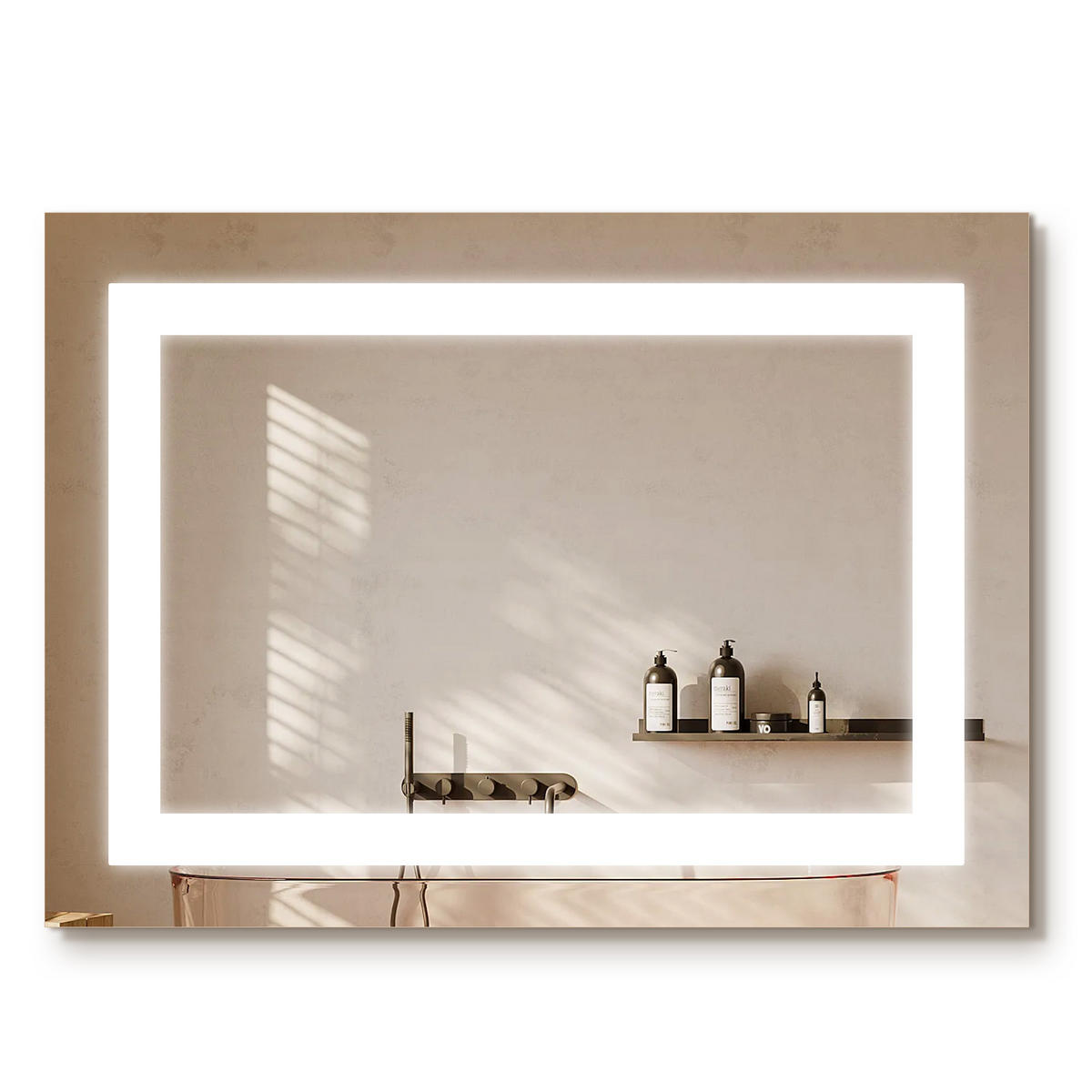 BADSPIEGEL mit Beleuchtung und Anti-Beschlag 60/45 cm - Weiß, Glas (45/4.3/60cm) - EMKE