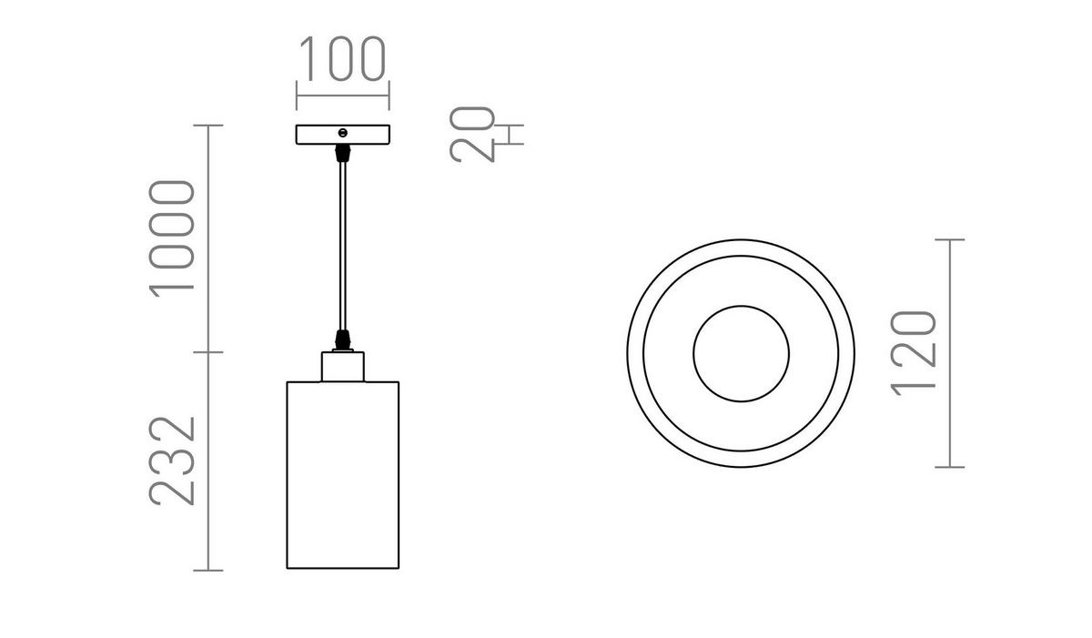PENDELLEUCHTE CAMINO Zement 15 W - Grau, Metall (30/30/120cm) - Rendl