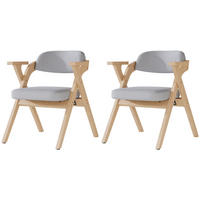ESSZIMMERSTUHL 2 Klappbar Massivholz Leinen Grau Modern - Grau, Holz (64.5/76/66.5cm) - FLIEKS